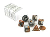 Polyhedral 7-Die Gemini Chessex Dice Set - Copper-Steel with White Numbers