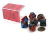 Polyhedral 7-Die Gemini Chessex Dice Set - Blue-Red with Gold Numbers