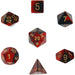 Polyhedral 7-Die Gemini Chessex Dice Set - Black-Red with Gold Numbers