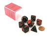 Polyhedral 7-Die Gemini Chessex Dice Set - Black-Red with Gold Numbers