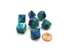 Polyhedral 7-Die Gemini Chessex Dice Set - Blue-Teal with Gold Numbers