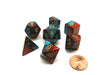Polyhedral 7-Die Gemini Chessex Dice Set - Red-Teal with Gold Numbers