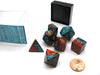 Polyhedral 7-Die Gemini Chessex Dice Set - Red-Teal with Gold Numbers