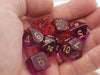 Polyhedral 7-Die Set, Gemini - Translucent Red-Violet with Gold Numbers