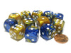 Gemini 16mm D6 Chessex Dice Block (12 Dice) - Blue-Gold with White Pips