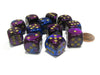 Gemini 16mm D6 Chessex Dice Block (12 Dice) - Blue-Purple with Gold Pips