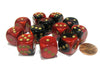 Gemini 16mm D6 Chessex Dice Block (12 Dice) - Black-Red with Gold Pips