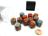 Gemini 16mm D6 Chessex Dice Block (12 Die) - Orange-Steel with Gold Pips