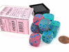 Luminary Gemini 16mm D6 Dice Block (12 Dice) - Gel Green-Pink with Blue Numbers