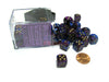 Gemini 12mm D6 Chessex Dice Block (36 Dice) - Blue-Purple with Gold Pips