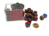 Gemini 12mm D6 Chessex Dice Block (36 Dice) - Blue-Red with Gold Pips