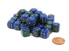 Gemini 12mm D6 Chessex Dice Block (36 Dice) - Blue-Green with Gold Pips