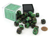 Gemini 12mm D6 Chessex Dice Block (36 Dice) - Black-Green with Gold Pips