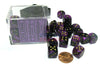 Gemini 12mm D6 Chessex Dice Block (36 Dice) - Black-Purple with Gold Pips
