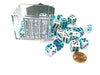 Gemini 12mm D6 Chessex Dice Block (36 Dice) - Teal-White Pips with Black Pips