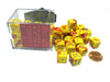 Gemini 12mm D6 Chessex Dice Block (36 Dice) - Red-Yellow with Silver Pips