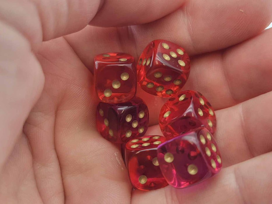 Gemini 12mm D6 Dice Block (36 Dice) - Translucent Red-Violet with Gold Numbers