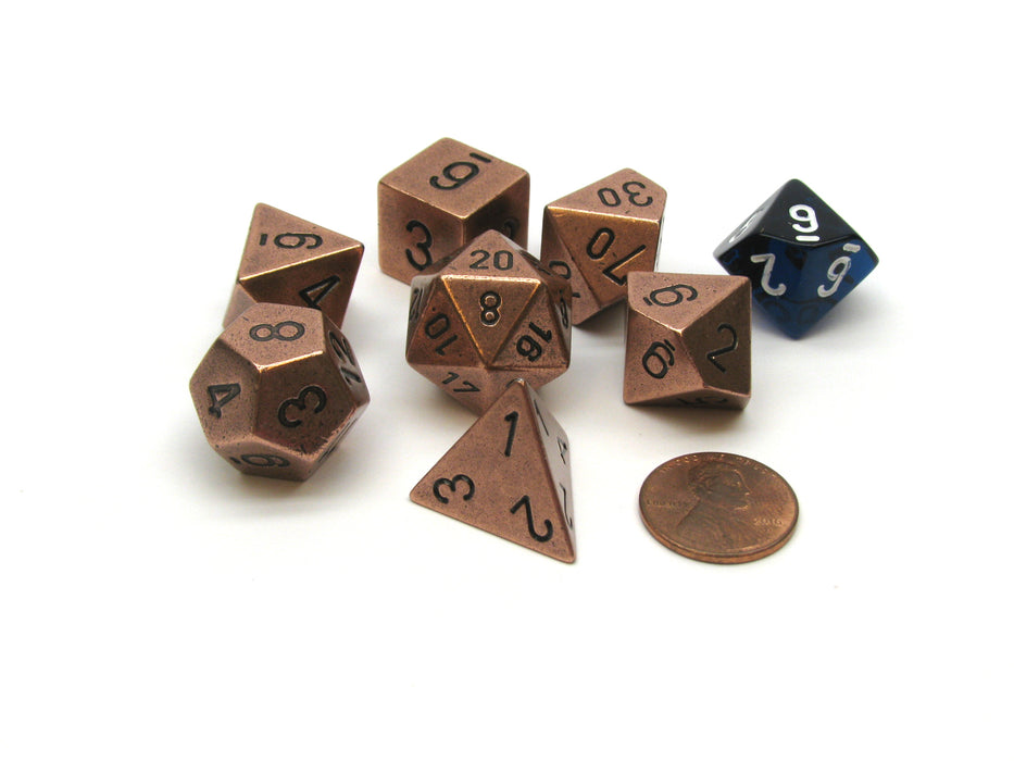 Polyhedral 7-Die Metal Dice Set - Copper Colored