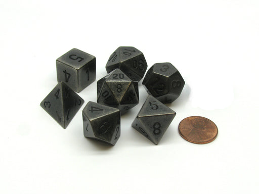 Polyhedral 7-Die Metal Dice Set - Dark Metal Colored