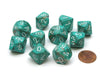 Pack of 10 Chessex Marble D10 Dice - Oxi-Copper with White Numbers