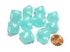 Set of 10 Chessex Frosted D10 Dice - Teal with White Numbers