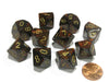 Set of 10 Chessex Scarab D10 Dice - Blue Blood with Gold Numbers