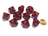 Set of 10 Chessex Borealis D10 Dice - Magenta with Gold Numbers