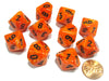 Set of 10 Chessex Vortex D10 Dice - Orange with Black Numbers