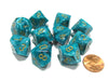 Set of 10 Chessex D10 Dice - Vortex Teal with Gold Numbers