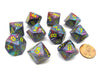 Pack of 10 Chessex Festive D10 Dice - Mosaic with Yellow Numbers