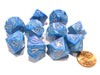 Set of 10 Chessex D10 Dice - Mother of Pearl Blue with Silver Numbers