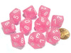 Set of 10 Chessex Frosted D10 Dice - Pink with White Numbers