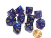 Set of 10 Chessex Borealis D10 Dice - Royal Purple with Gold Numbers