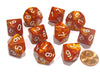 Set of 10 Chessex Lustrous D10 Dice - Bronze with White Numbers
