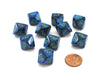 Set of 10 Chessex Lustrous D10 Dice - Dark Blue with Green Numbers