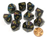 Set of 10 Chessex Lustrous D10 Dice - Shadow with Gold Numbers