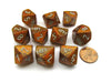 Pack of 10 Chessex Glitter D10 Dice - Gold with Silver Numbers