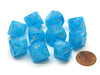 Pack of 10 Chessex Luminary D10 Glow in the Dark Dice - Sky with Silver Numbers