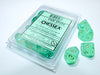 Pack of 10 Luminary Borealis 16mm D10 Dice - Light Green with Gold Numbers