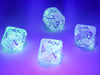 Pack of 10 Luminary Borealis 16mm D10 Dice - Icicle with Light Blue Numbers