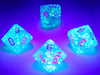 Pack of 10 Luminary Borealis 16mm D10 Dice - Sky Blue with White Numbers