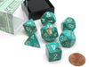 Polyhedral 7-Die Marble Chessex Dice Set - Oxi-Copper with White Numbers