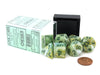 Polyhedral 7-Die Marble Chessex Dice Set - Green with Dark Green Numbers