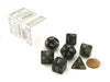 Polyhedral 7-Die Leaf Chessex Dice Set - Black Gold with Silver Numbers