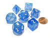 Polyhedral 7-Die Borealis Chessex Dice Set - Sky Blue with White Numbers
