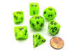 Polyhedral 7-Die Vortex Chessex Dice Set - Bright Green with Black Numbers