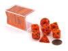 Polyhedral 7-Die Vortex Chessex Dice Set - Orange with black