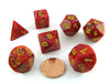 Polyhedral 7-Die Vortex Chessex Dice Set - Red with Yellow Numbers