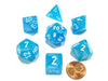 Polyhedral 7-Die Cirrus Chessex Dice Set - Light Blue with White Numbers