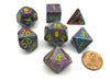 Polyhedral 7-Die Festive Chessex Dice Set - Mosaic with Yellow Numbers